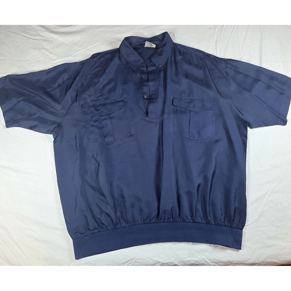 Polo Golf Other - Angelo Litrico Vintage Blue Polo Shirt XL Banded Bottom Silk Feel Retro Bomber